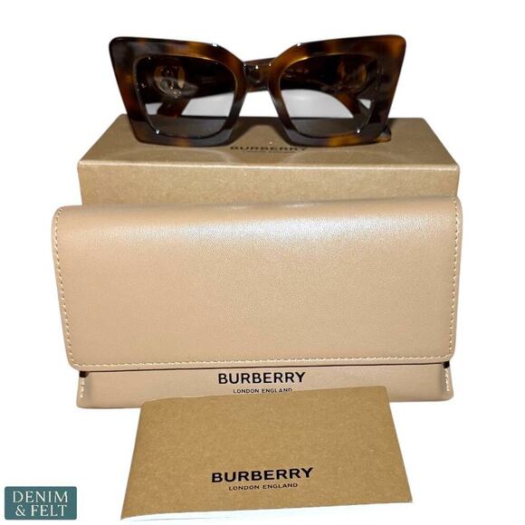Burberry Daisy Light Havana Brown Tortoise‎ Polarized Logo Sunglasses 51mm Italy main image 6